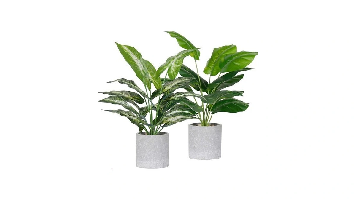Der Rose 2 Pack Fake Plants Artificial Tropical Faux Plants