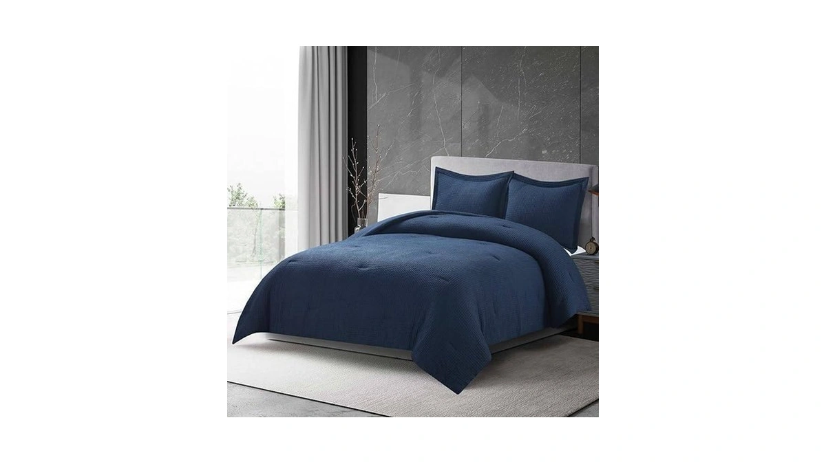 Chezmoi Collection Wilmer 3-piece Waffle Weave Comforter Set - Soft