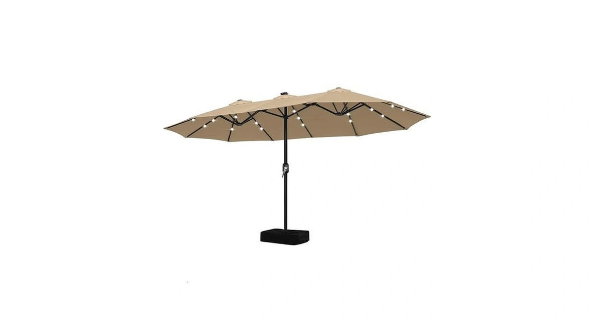 Abccanopy 15ft Umbrella Outdoor Patio Solar Lights With Base, Outdoor