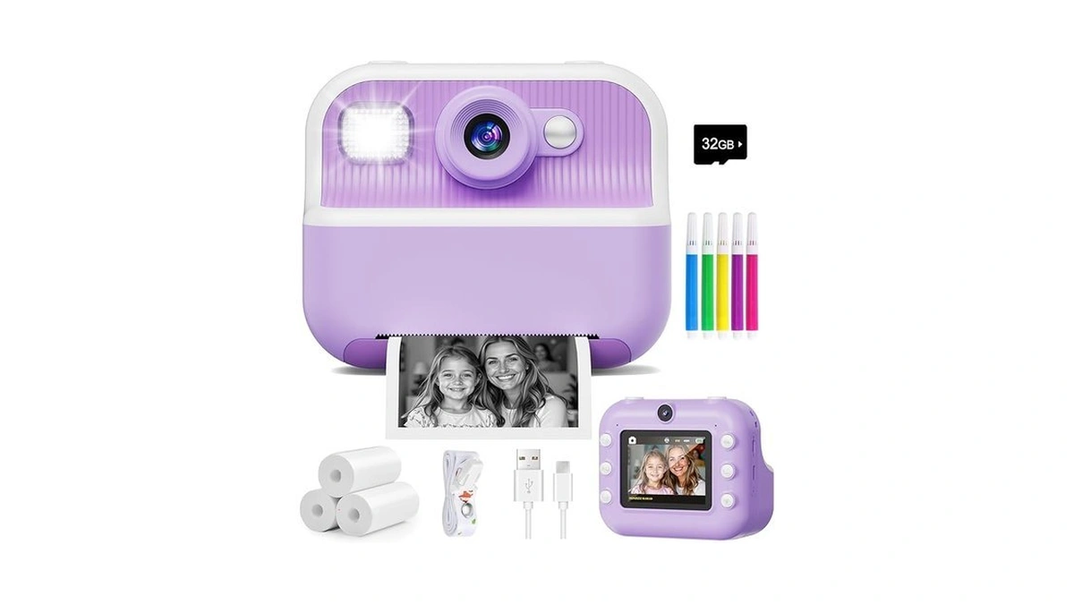 Instant Camera, Front Rear Dual Selfie Kids Camera With 1080p