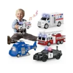 Covtoy 4 Pack Emergency Vehicles With Lights & Siren Sounds