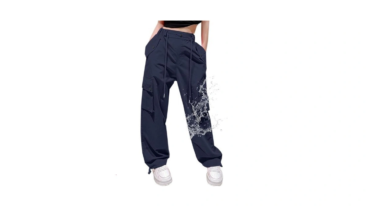 Cromoncent Womens High Waist Parachute Pants Y2k Cargo Trousers With