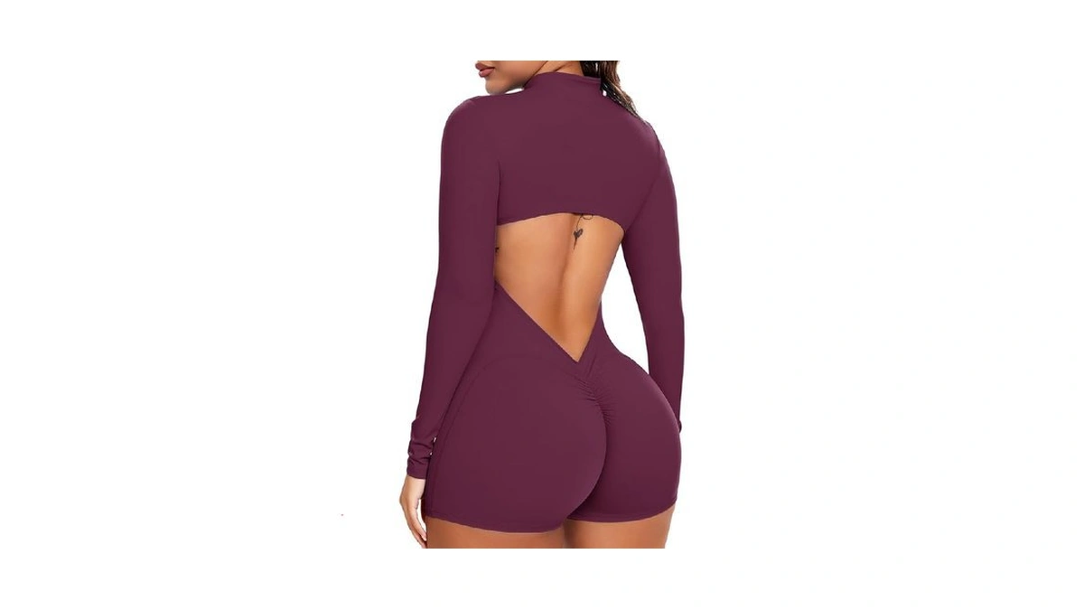 Seasum Women Long Sleeve Shorts Jumpsuit Zip Up Bodysuits 2025
