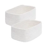 Qflqfl Small Woven Storage Basket,medium Mini Cotton Rope Basket,for Shelves,nursery,office,bathroom,and