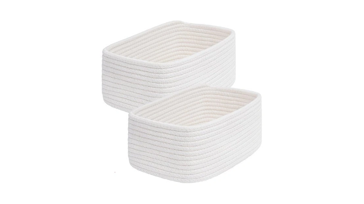 Qflqfl Small Woven Storage Basket,medium Mini Cotton Rope Basket,for Shelves,nursery,office,bathroom,and