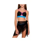 Niknio Girls Swimsuit Bikini Set Color Block V-neck 3 Piece