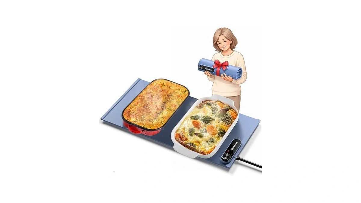 Warming Mat For Food - Space-saving, Fits Two Baking Dishes,