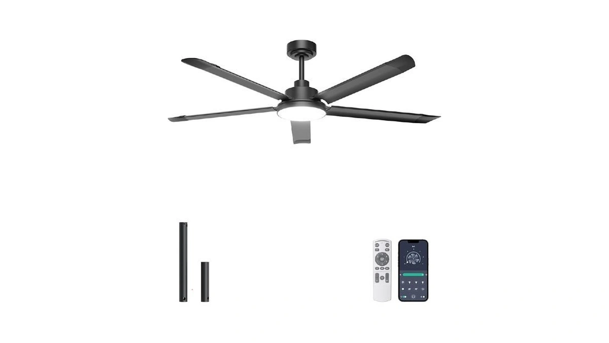 Ohniyou 60'' Ceiling Fan With Lights, Industrial Ceiling Fan With