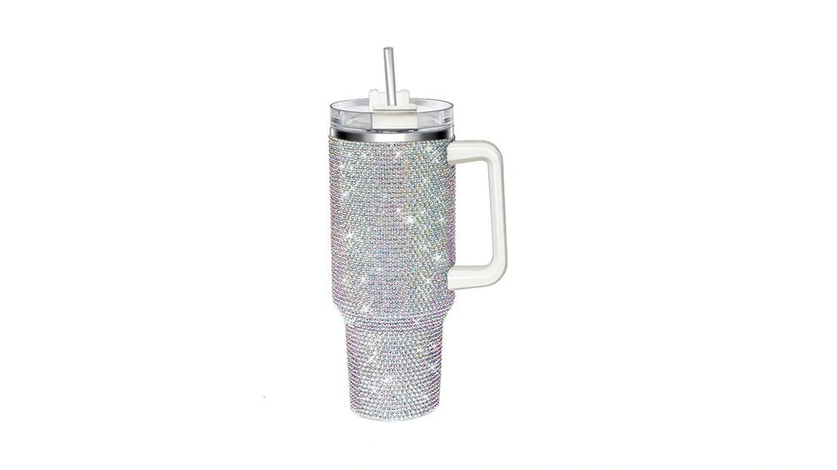 Hwisdmig 40oz Tumbler With Handle-glitter Rhinestones Tumbler Bling Cups Stainless