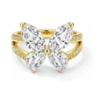 Toproo 14k Gold Plated Butterfly Ring 925 Sterling Silver Hypoallergenic