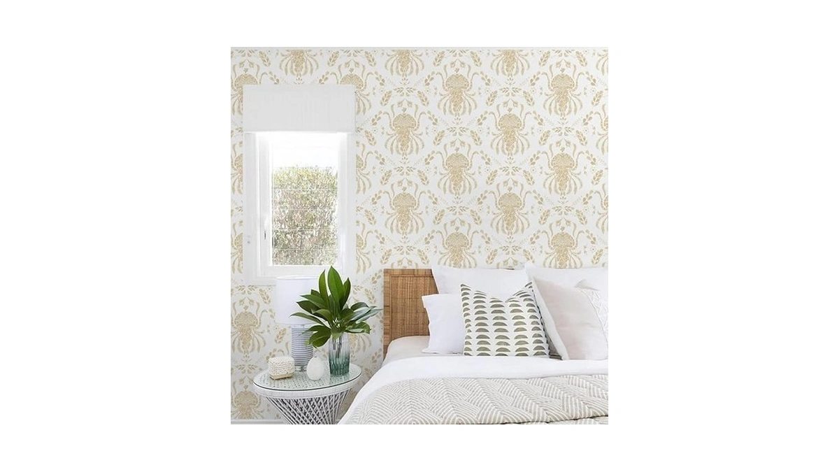 Dimoon Beige Peel And Stick Wallpaper Coastal Contact Paper Bathroom
