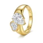Toproo 14k Gold Plated Cubic Zircon Rings For Women, 925