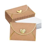 30 Pcs Mini Envelopes With Gold Heart Shaped Clasp, Mini