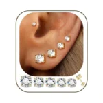5 Pairs 14k Gold Plated Stud Earrings For Women, Hypoallergenic