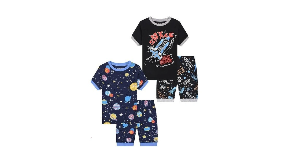 Benaive Boys Summer Pajamas 4 Pieces Kids Pajama Shorts Toddler