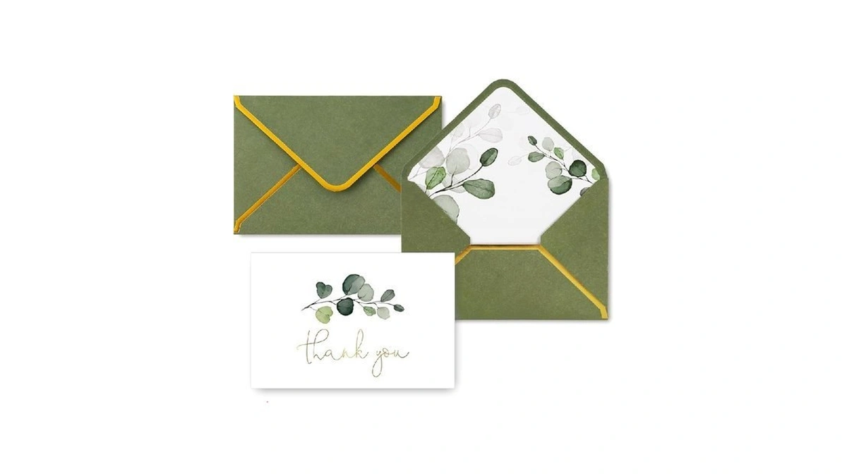Whaline 50 Packs Green Thank You Cards With Envelopes Eucalyptus