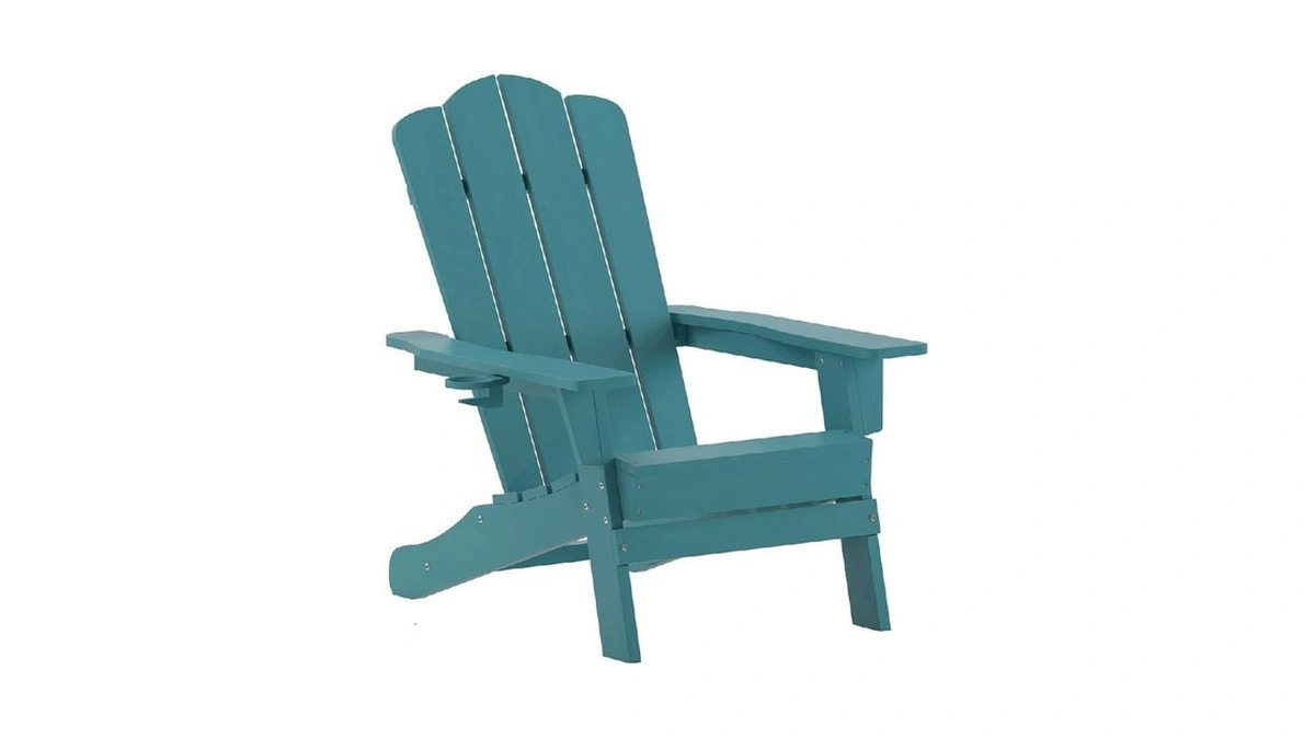Flash Furniture Newport Adirondack Chair With Cup Holder, Weather Resistant