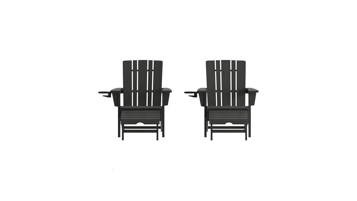 Flash Furniture Halifax Poly Resin Adirondack Chair With Cup Holder