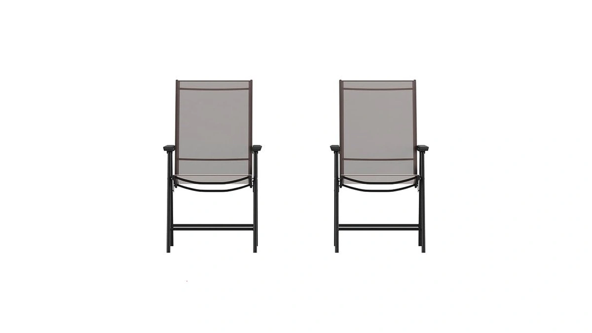 Flash Furniture Paladin Brown Outdoor Folding Patio Sling Chair With