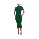 Women's Casual Mesh Elastic Double Layer Mock Neck Short Sleeve
