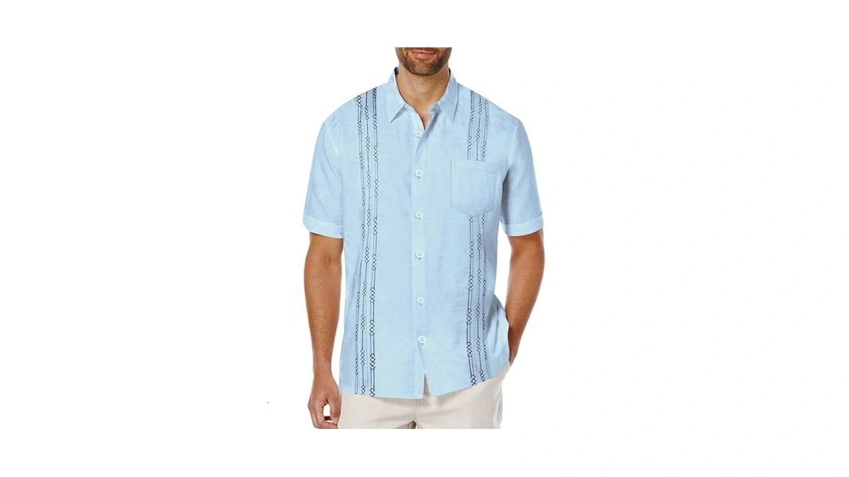 Coofandy Mens Short Sleeve Linen Shirt Mexican Guayabera Shirts Cuban