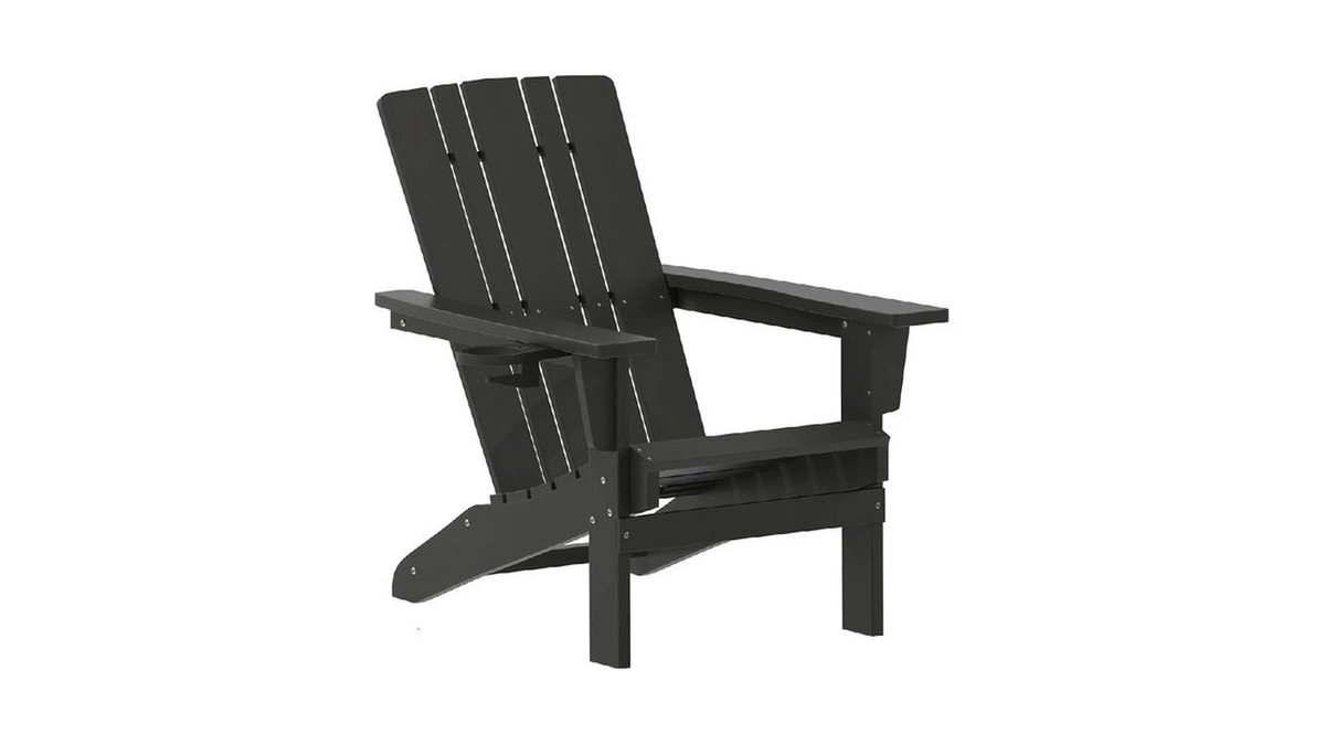 Flash Furniture Halifax Adirondack Chair With Cup Holder, Weather Resistant