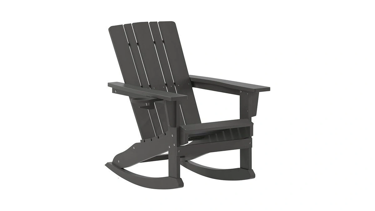 Flash Furniture Halifax Adirondack Rocking Chair With Cup Holder, Weather