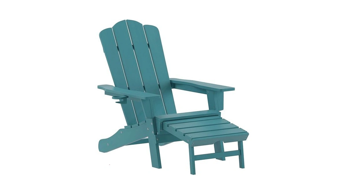 Flash Furniture Newport Poly Resin Adirondack Chair With Cup Holder