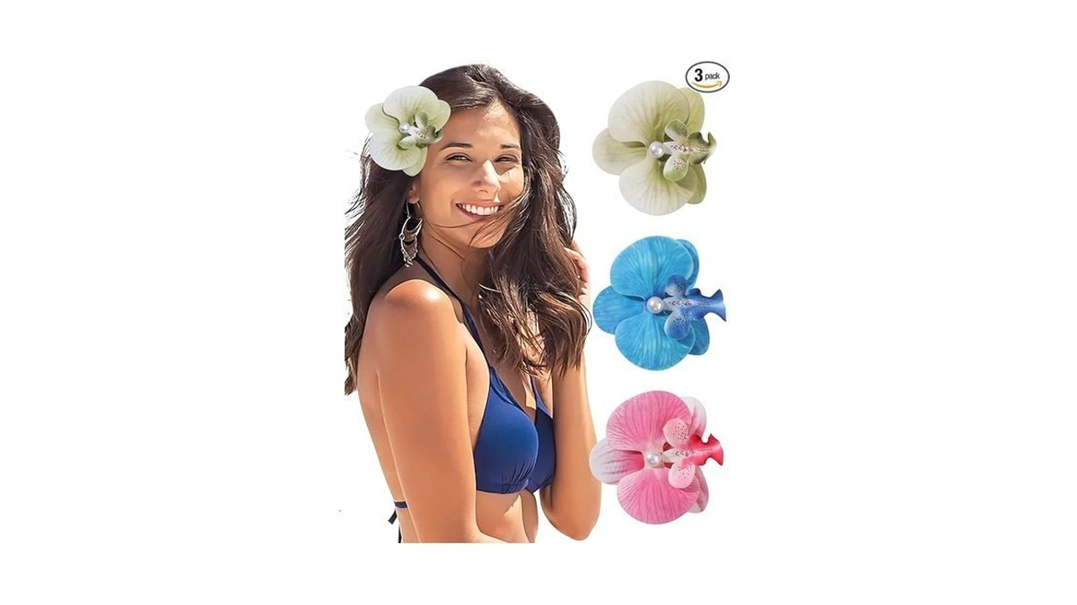 3pcs Hawaiian Flower Hair Clip For Women Butterfly Orchid Hair
