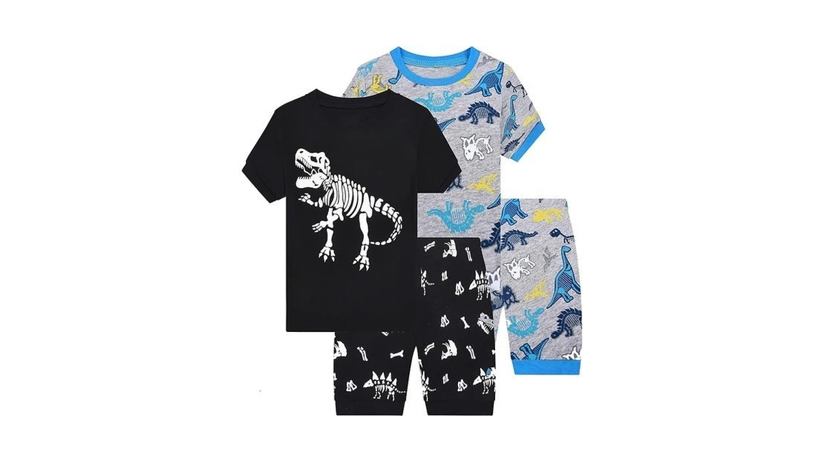 Benaive Boys Summer Pajamas 4 Pieces Boy Pjs Short Sleeves