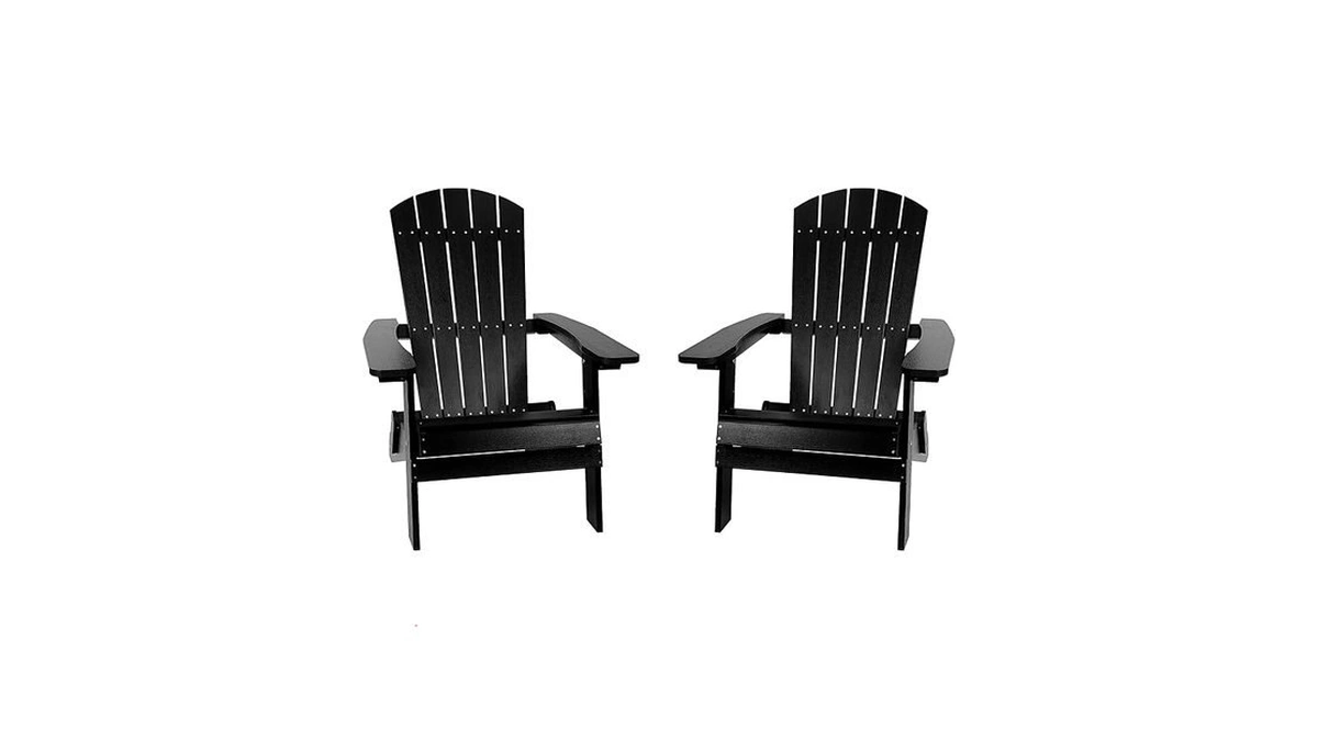 Flash Furniture Charlestown Folding Adirondack Chair - Black - Poly