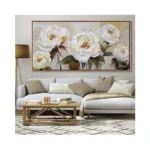 Flower Canvas Wall Art Textured Floral Picture Wall Decor White