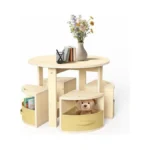 Bbgroundgrm Table And Chair Set With 4 Storage Stools, Round