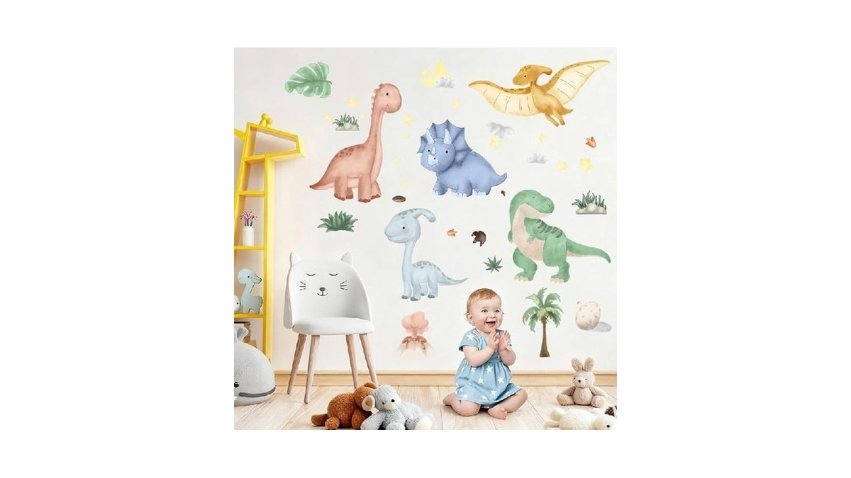 Dinosaur Wall Decals Dino Palm Tree Wall Stickers Decor For