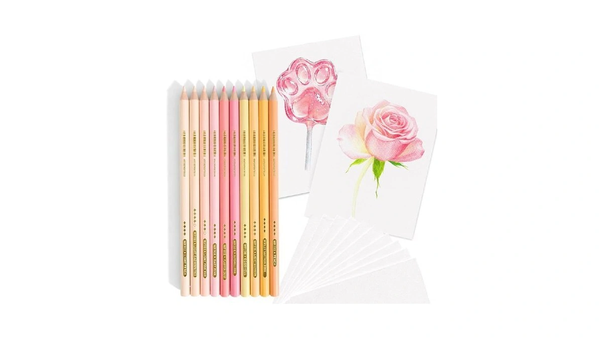 Woomer Colored Pencils: 10-piece Pink Colored Pencils With Paper 20