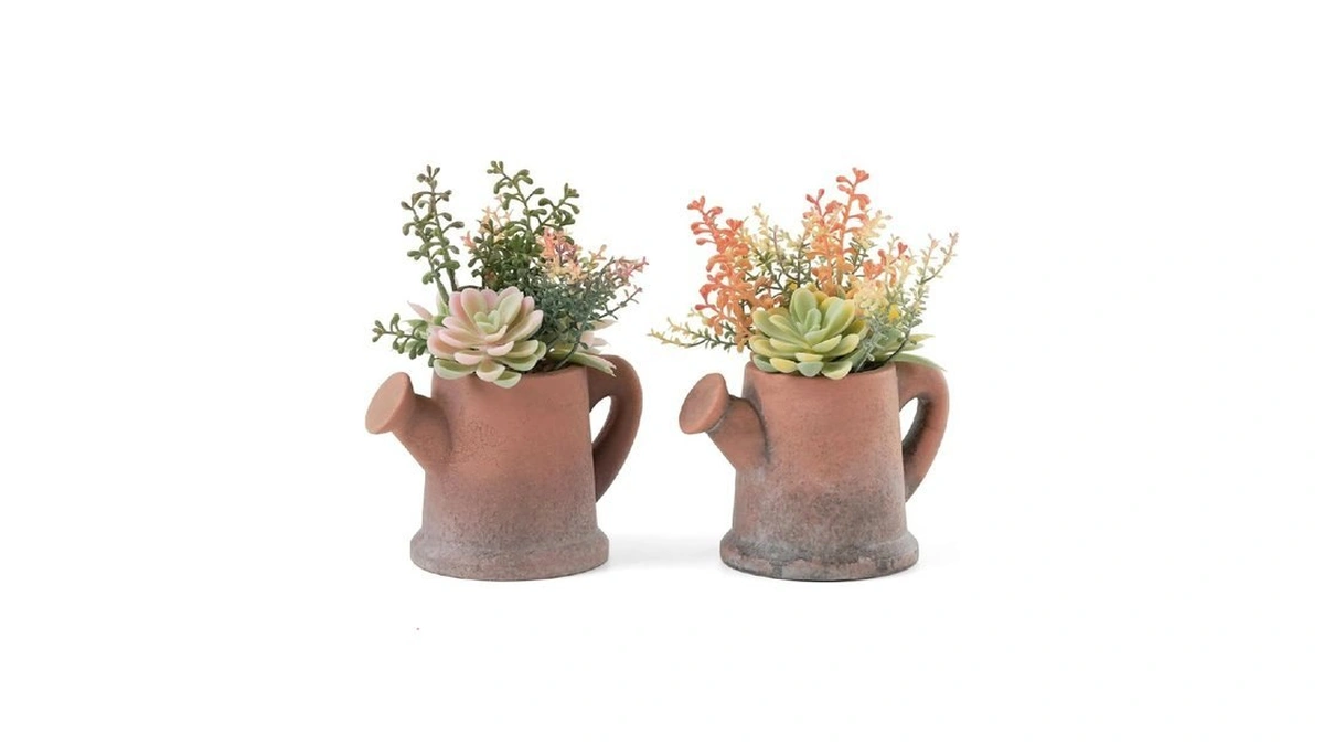 Fuxdre 2-pack Artificial Succulent Plants In Vintage Pots - Waterproof