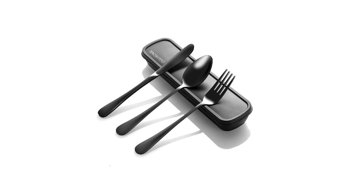 Saoshypei 4-piece Portable Utensils Set With Travel Case, Reusable Food-grade