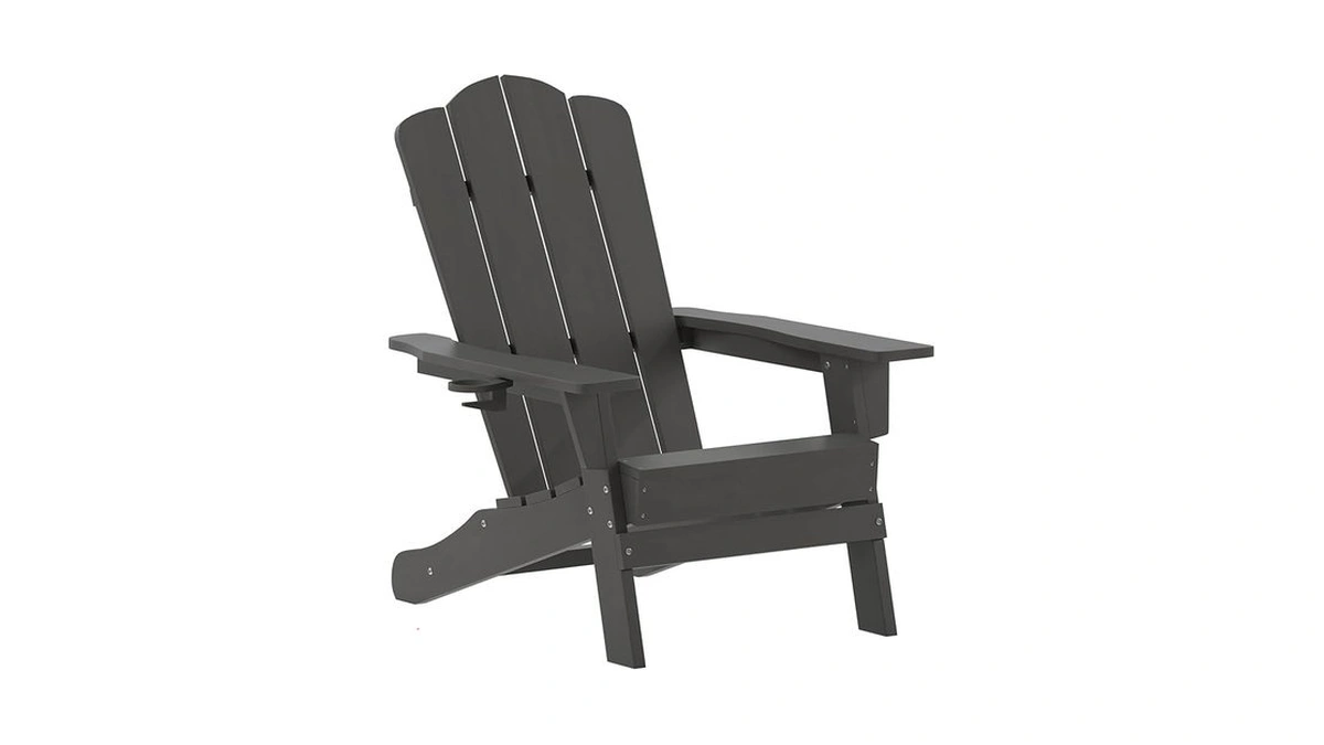 Flash Furniture Newport Adirondack Chair With Cup Holder, Weather Resistant