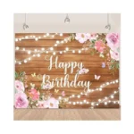 Retyshia Happy Birthday Backdrop For Women Rustic Wooden Butterfly Happy