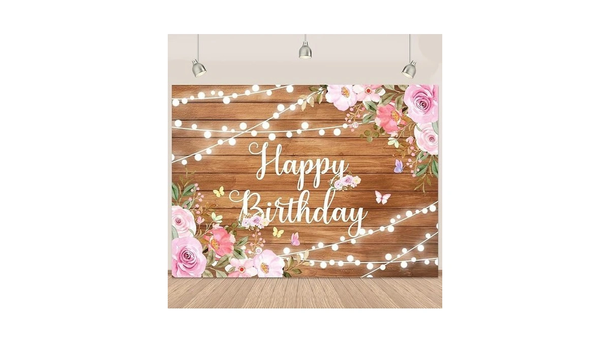 Retyshia Happy Birthday Backdrop For Women Rustic Wooden Butterfly Happy