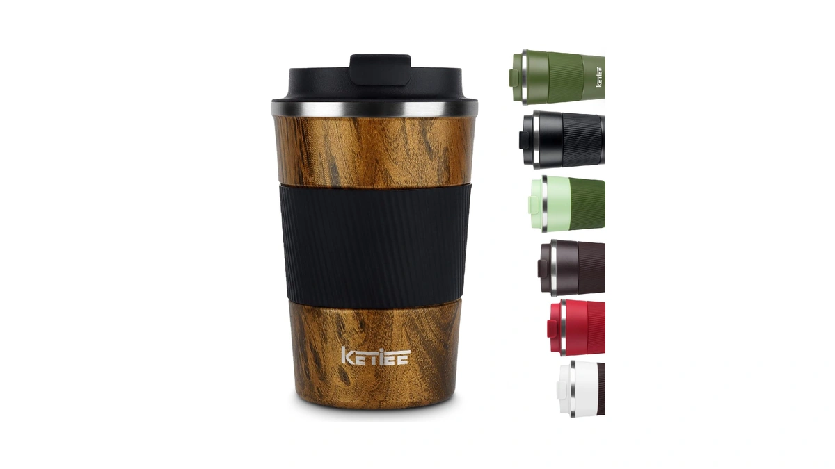 Ketiee Travel Mug, 12oz Insulated Coffee Cup With Leakproof Lid,