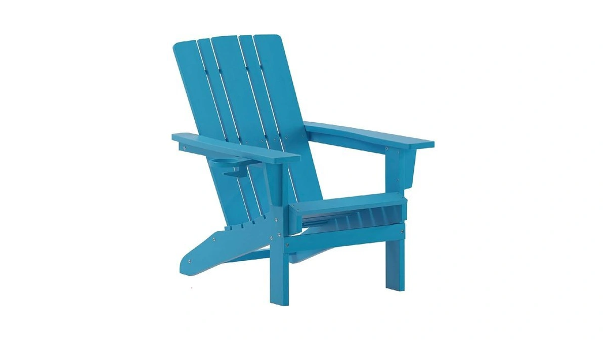Flash Furniture Halifax Adirondack Chair With Cup Holder, Weather Resistant