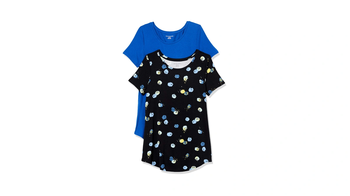 Amazon Essentials Women's Short-sleeve Scoopneck Tunic Tops, Pack Of 2,