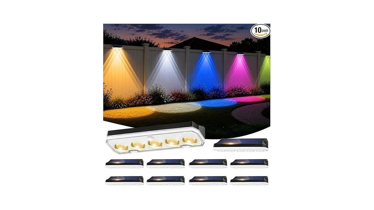 Tenmiro Solar Fence Lights Outdoor 10 Pack, 40 Modes Rgb