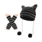 Angirlish Y2k Beanie Cat Knitted Hats For Women Girls Cute