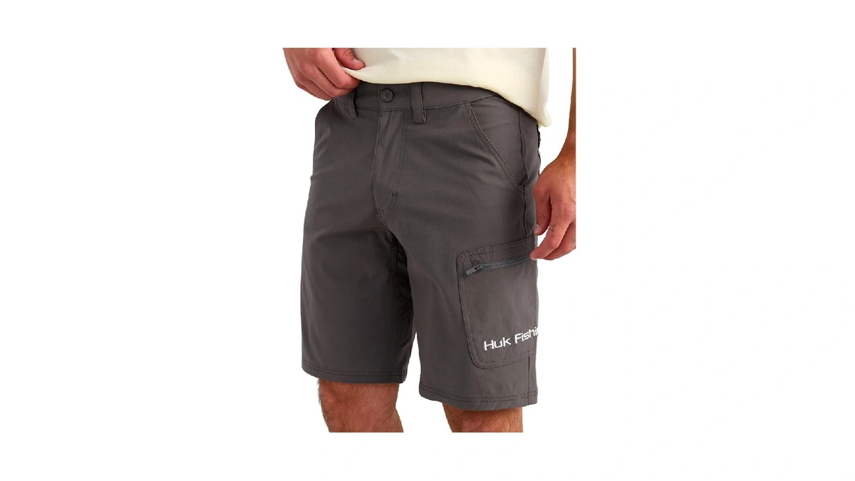 Huk Men's Standard Next Level Quick-drying Performance Fishing Shorts, Charcoal-10.5",
