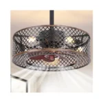 Redstar Caged Ceiling Fans With Lights, Black Industrial Ceiling Fan