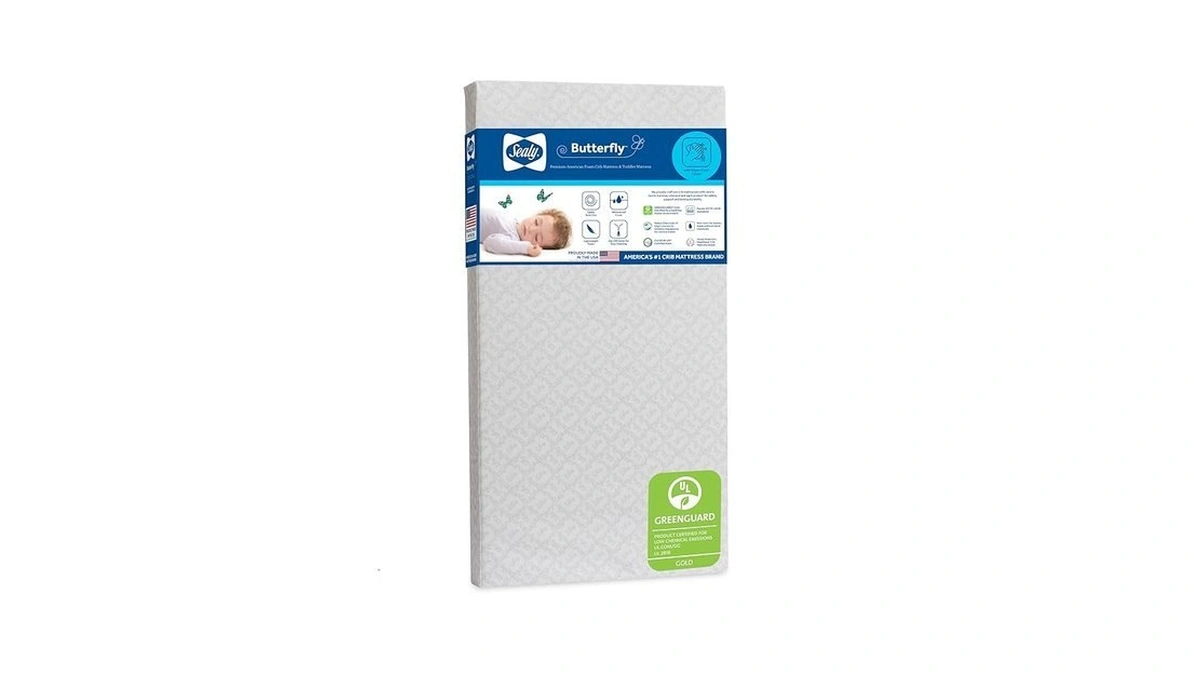 Sealy Baby Butterfly Crib Mattress Plus Toddler Bed Fit, Premium