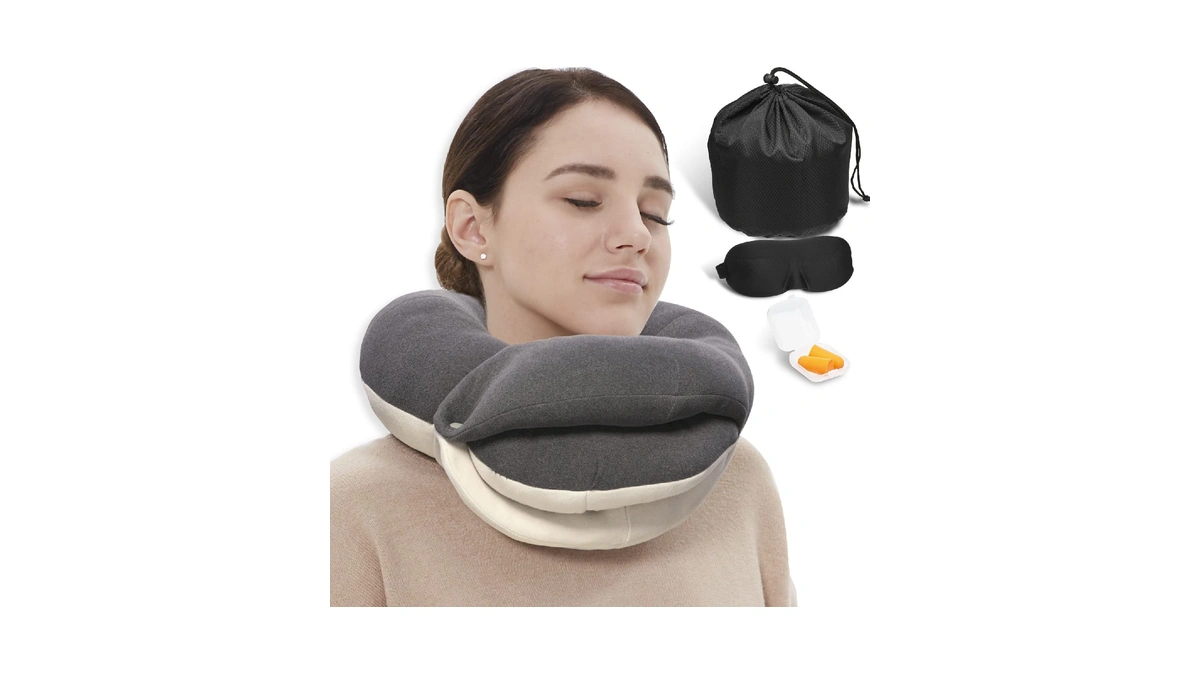 Buyue Travel Neck Pillows For Airplanes, Memory Foam 360° Head