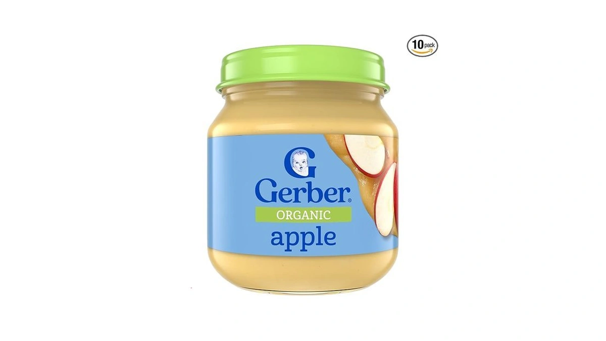 Gerber Stage 1 Baby Food, Organic Apple Jar, Fruit Puree,